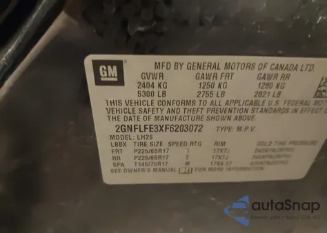 2015 Chevrolet Equinox 1Lt from USA, damaged, VIN 2GNFLFE3XF6203072